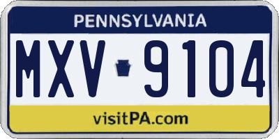 PA license plate MXV9104