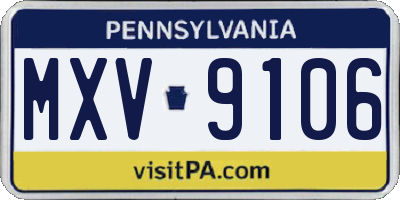 PA license plate MXV9106