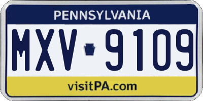 PA license plate MXV9109