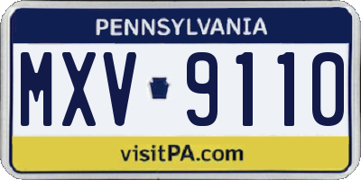 PA license plate MXV9110