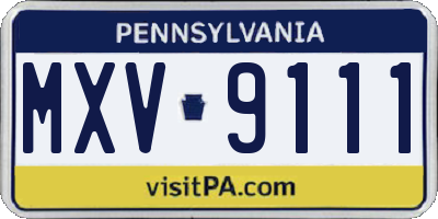 PA license plate MXV9111