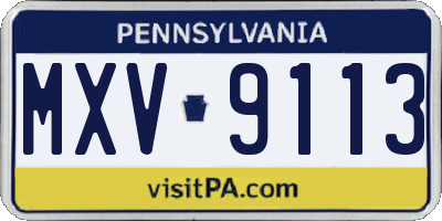 PA license plate MXV9113