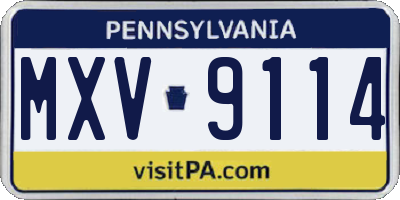 PA license plate MXV9114