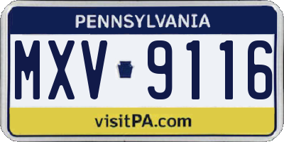 PA license plate MXV9116