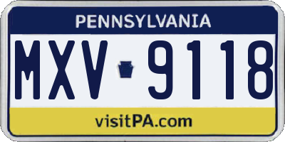 PA license plate MXV9118