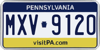PA license plate MXV9120