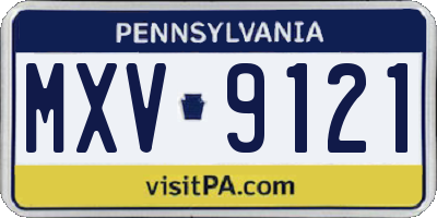 PA license plate MXV9121