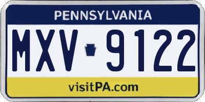 PA license plate MXV9122