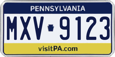 PA license plate MXV9123