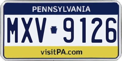 PA license plate MXV9126