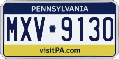 PA license plate MXV9130