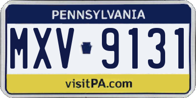 PA license plate MXV9131