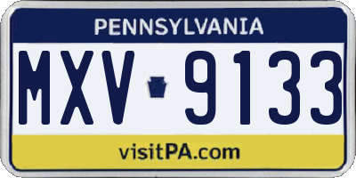 PA license plate MXV9133