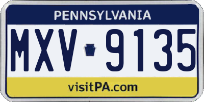 PA license plate MXV9135