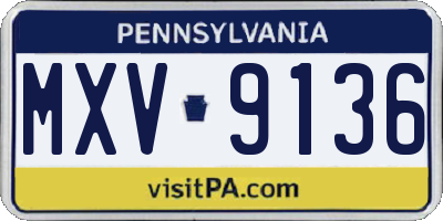 PA license plate MXV9136