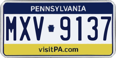 PA license plate MXV9137