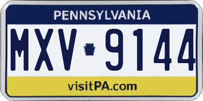 PA license plate MXV9144