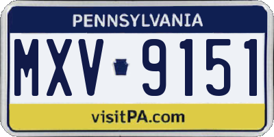 PA license plate MXV9151