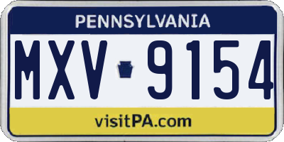 PA license plate MXV9154