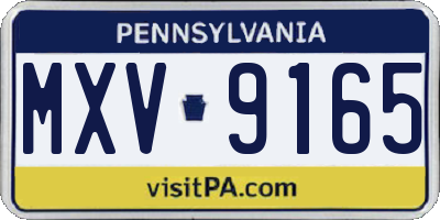PA license plate MXV9165