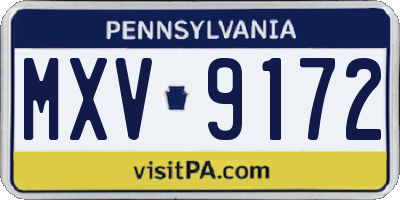 PA license plate MXV9172