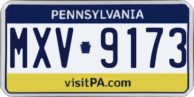 PA license plate MXV9173