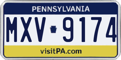 PA license plate MXV9174