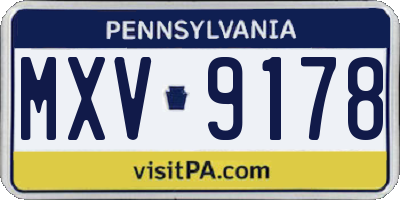 PA license plate MXV9178