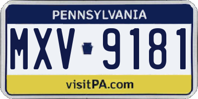 PA license plate MXV9181