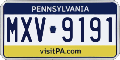 PA license plate MXV9191