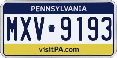 PA license plate MXV9193