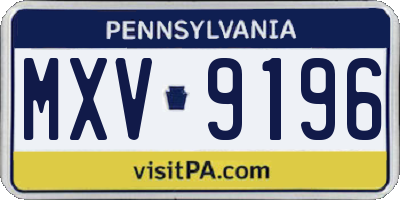 PA license plate MXV9196
