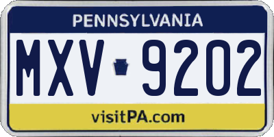 PA license plate MXV9202