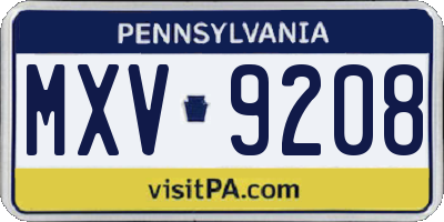 PA license plate MXV9208
