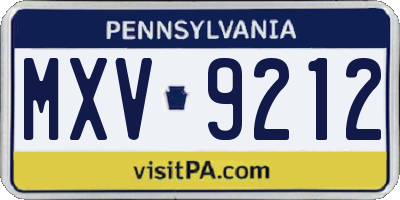 PA license plate MXV9212