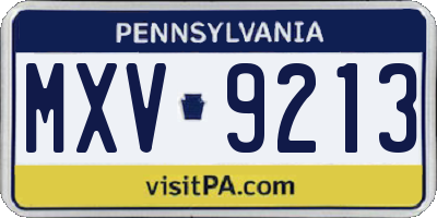 PA license plate MXV9213