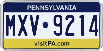 PA license plate MXV9214