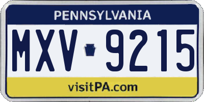 PA license plate MXV9215
