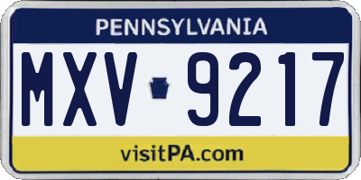 PA license plate MXV9217