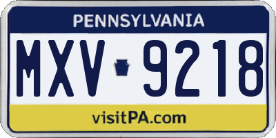 PA license plate MXV9218