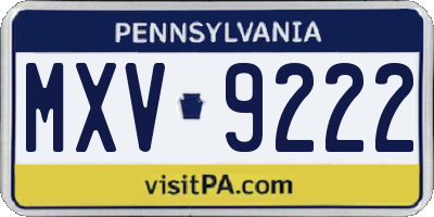 PA license plate MXV9222