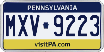 PA license plate MXV9223