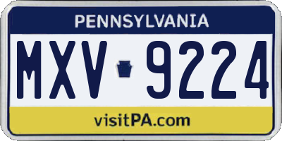 PA license plate MXV9224