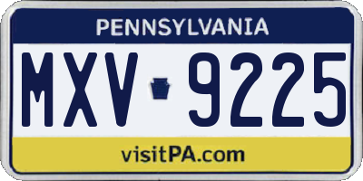 PA license plate MXV9225