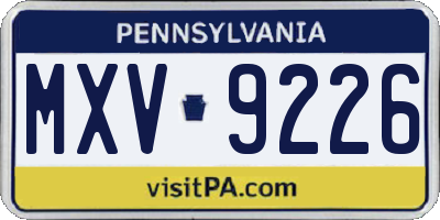 PA license plate MXV9226