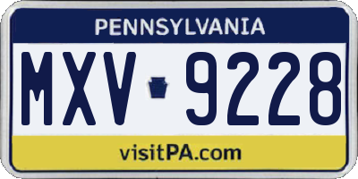PA license plate MXV9228