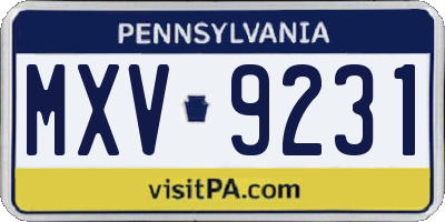 PA license plate MXV9231