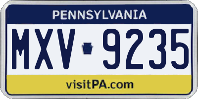 PA license plate MXV9235