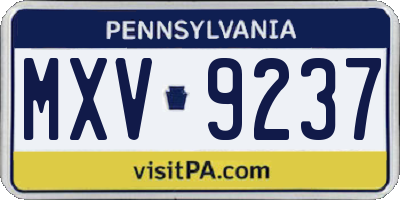 PA license plate MXV9237