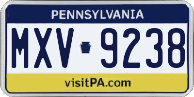 PA license plate MXV9238